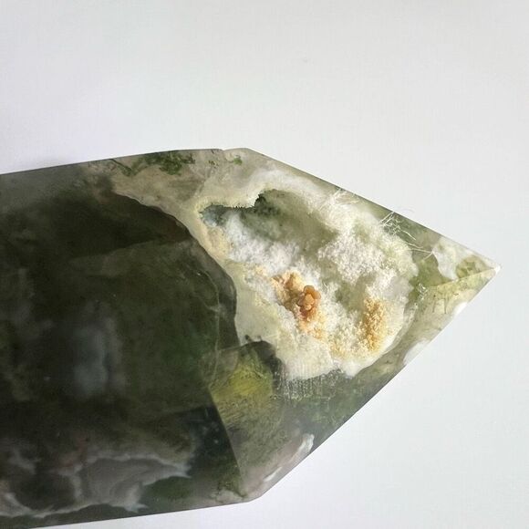 Moss Agate Crystal Double Terminated Point‎ (#10) - Picture 5 of 11
